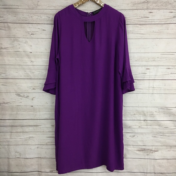 Eloquii Dresses & Skirts - Eloquii ruffle keyhole mock neck shift dress